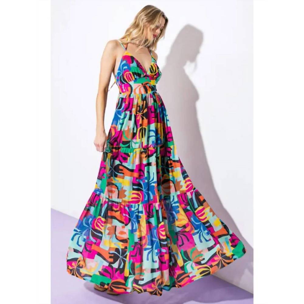 Flying Tomato Multicolor Tropical Print Maxi Dress